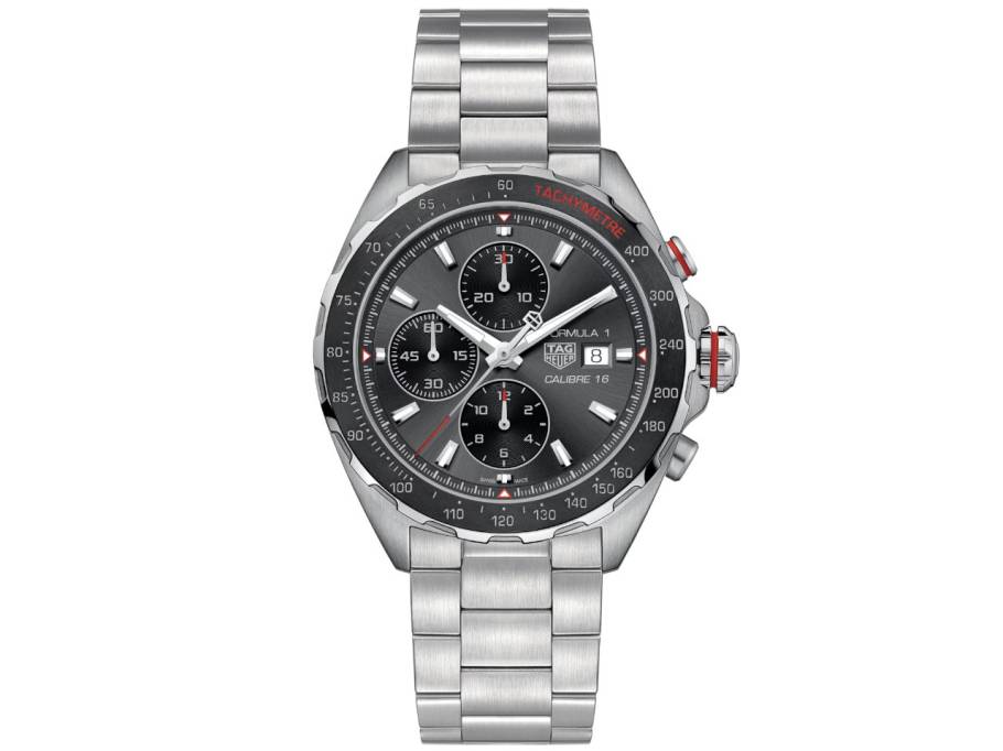 Formula 1 Chronograph Automatik Edelstahl 44mm graues Zifferblatt Metallband