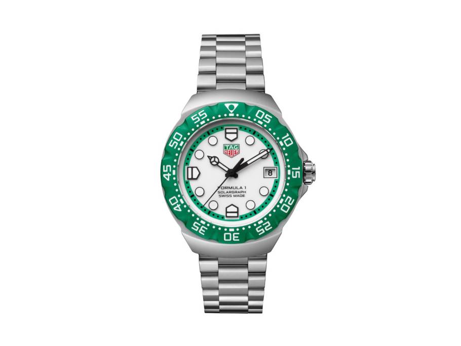 Formula 1 Solargraph Quarz Edelstahl 38mm weißes Zifferblatt Metallband