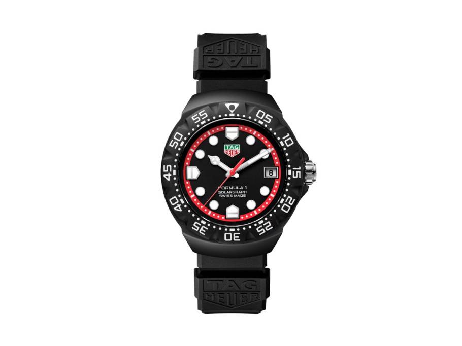 Formula 1 Solargraph Quarz Edelstahl 38mm schwarzes Zifferblatt schwarzes Kautschukband