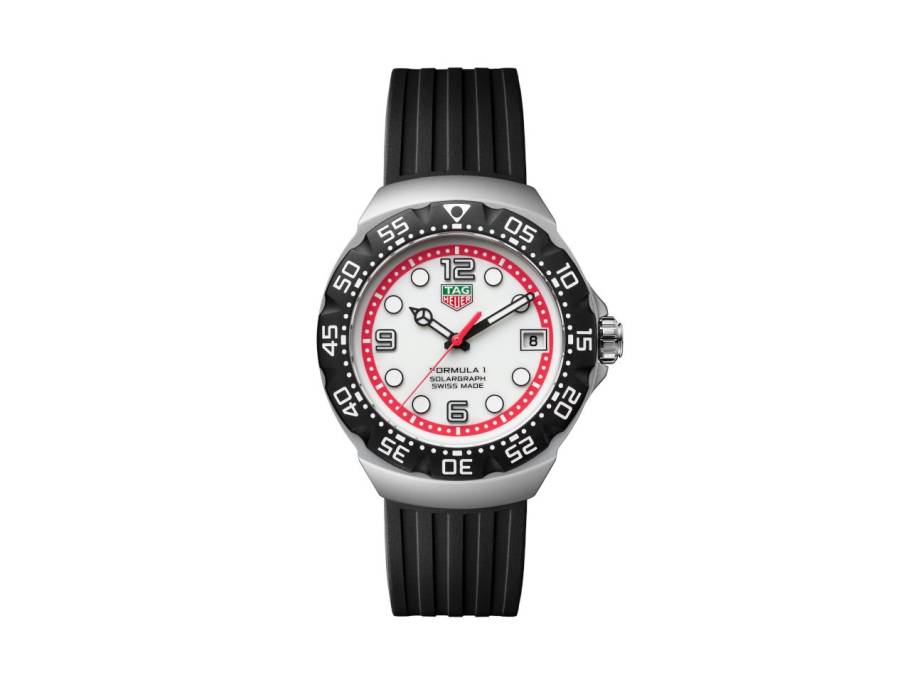 Formula 1 Solargraph Quarz Edelstahl 38mm weißes Zifferblatt schwarzes Kautschukband