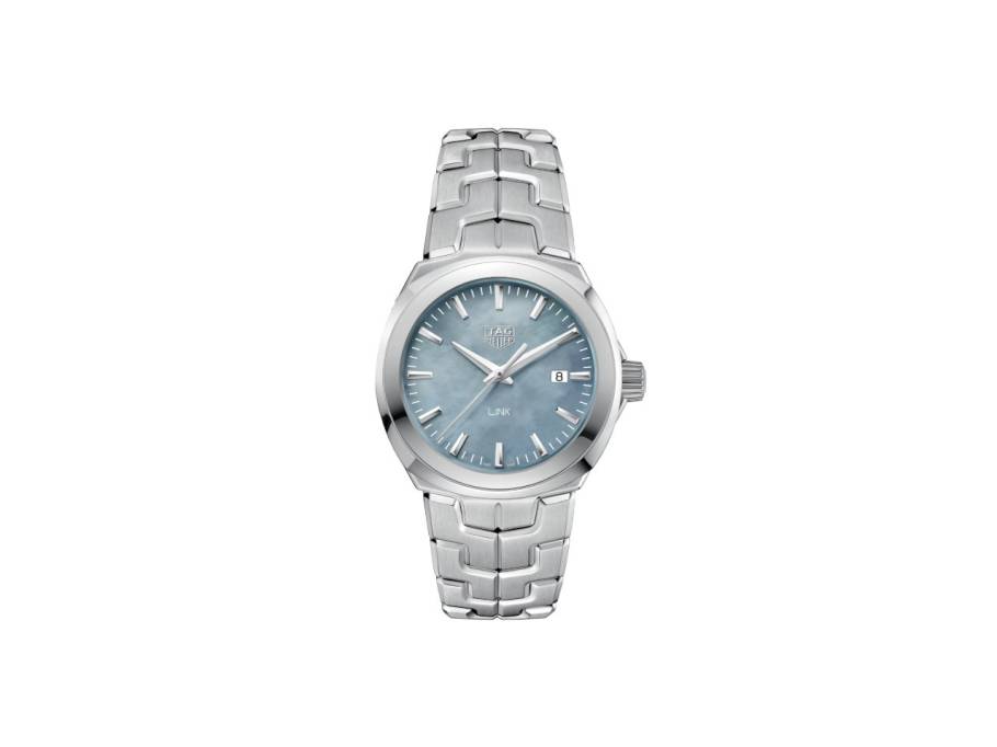Link Date Quarz Edelstahl 32mm blaues Zifferblatt Metallband