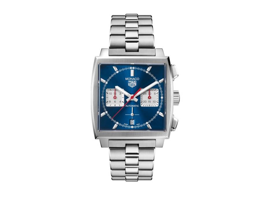 Monaco Chronograph Automatik Edelstahl 39mm blaues Zifferblatt Metallband
