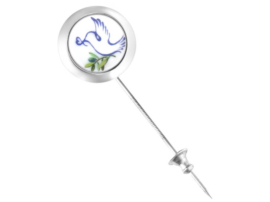  Reversnadel "Taube mit Olivenzweig" Silber 
