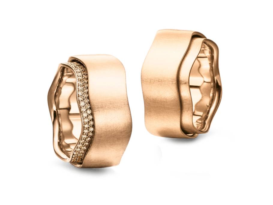 Tenda Wave Ring Roségold mit Brillanten 0,440ct naturbraun beweglich