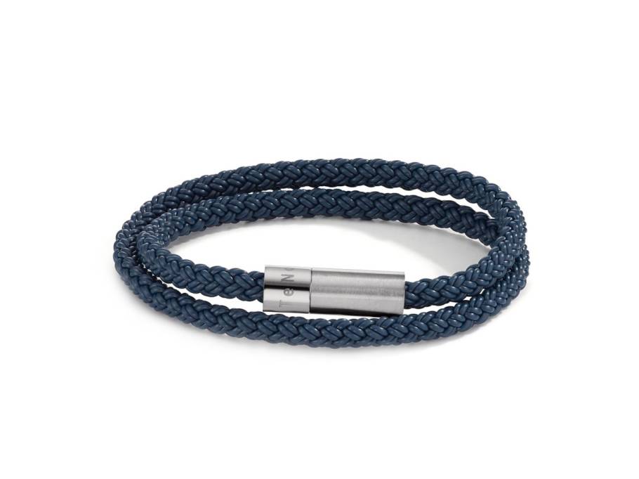 HERITAGE Sport Armband 2-fach mit Edelstahlverschluss und blauem Silikon-Kautschuk 21cm