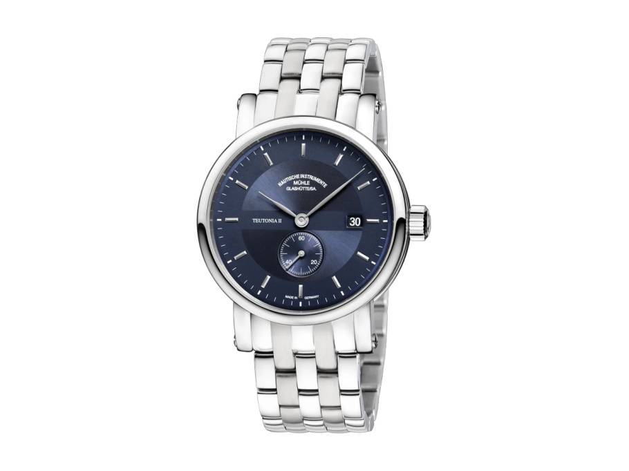 Teutonia II Kleine Sekunde Automatik Edelstahl 41mm nachtblaues Zifferblatt Metallband
