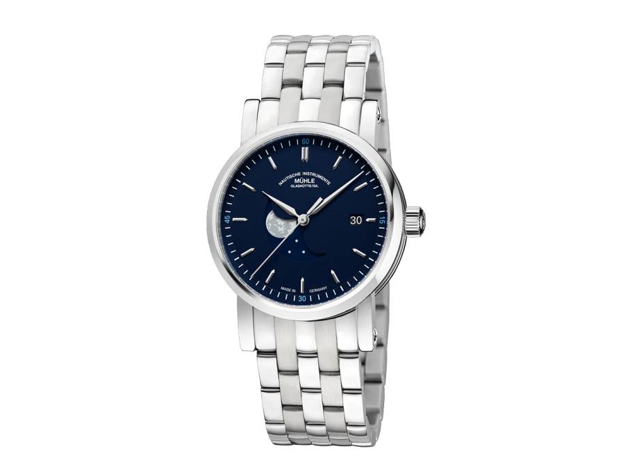 Teutonia IV BlueMoon Automatik Edelstahl 39mm nachtblaues Zifferblatt Metallband