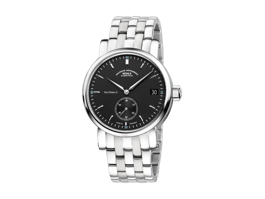 Teutonia IV Kleine Sekunde Automatik Edelstahl 41mm schwarzes Zifferblatt Metallband