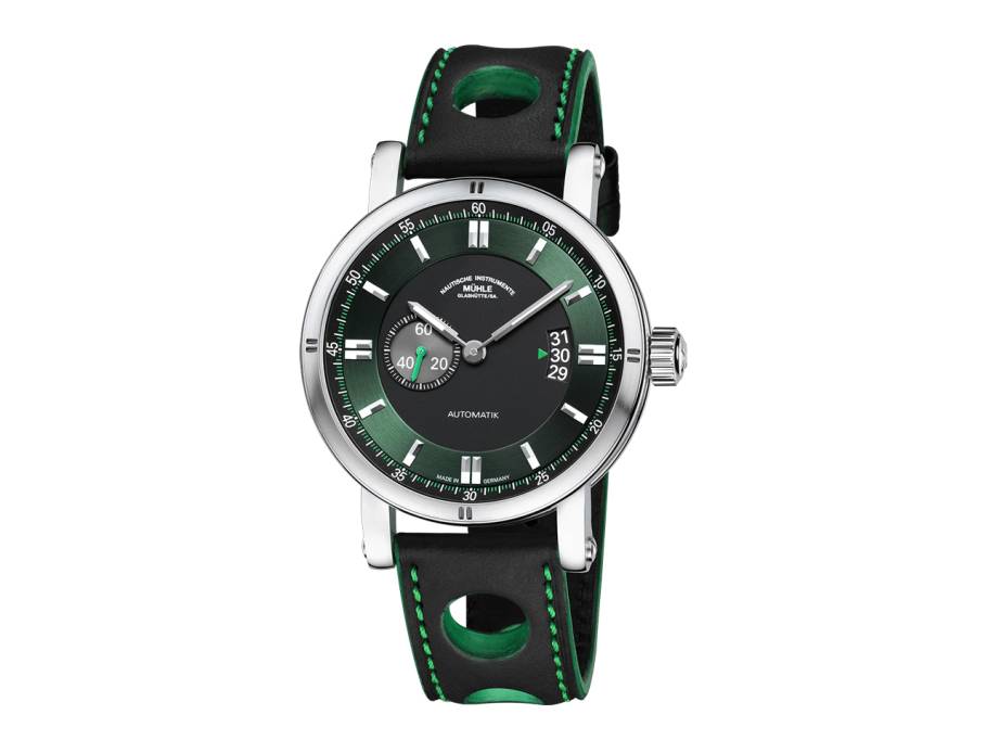 Teutonia Sport II "Racing Green" Automatik Edelstahl 41,6mm grünes Zifferblatt grün-schwarzes Lederband