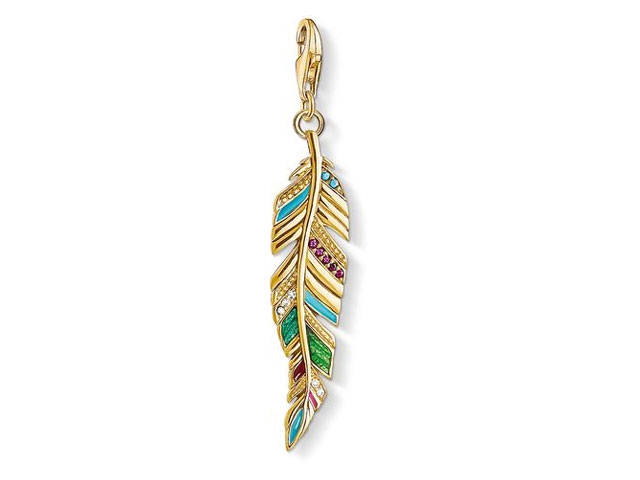 Charm-Anhänger Ethno Feder vergoldet Y0033