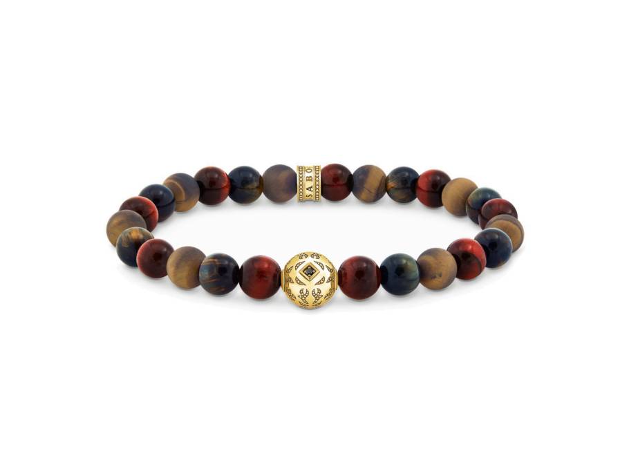 Armband aus Tigerauge-Perlen und Beads vergoldet