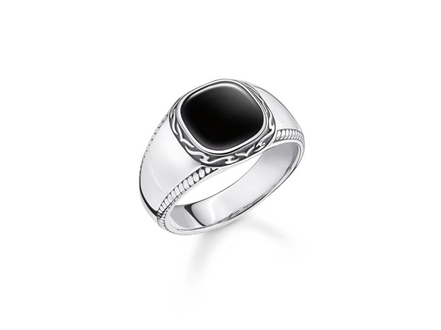 Herrenring Silber mit Onyx