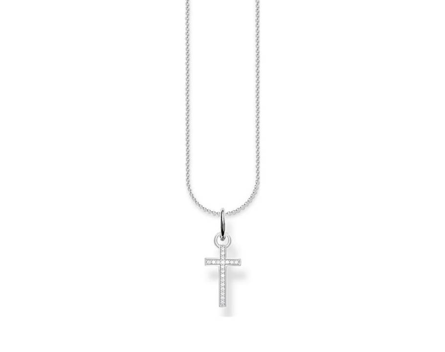 Kette mit Anhänger Kreuz 45cm Silber