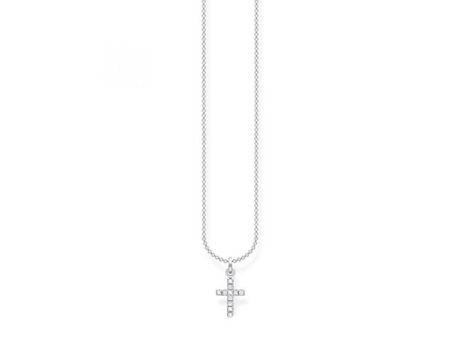 Kette mit Anhänger Kreuz 45cm Silber