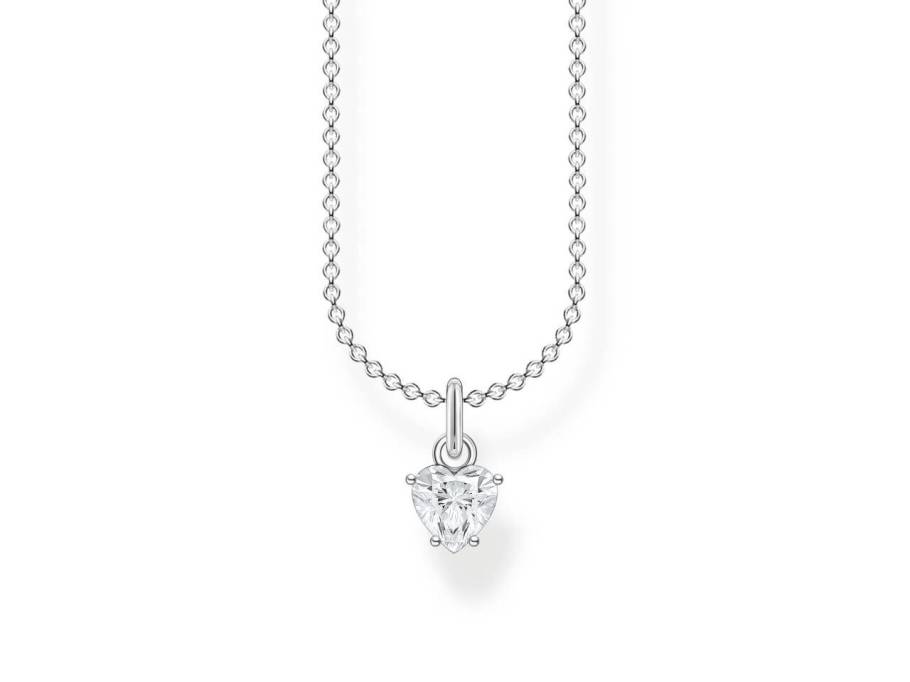 Kette mit Anhänger Zirkonia Herzchen 45cm Silber
