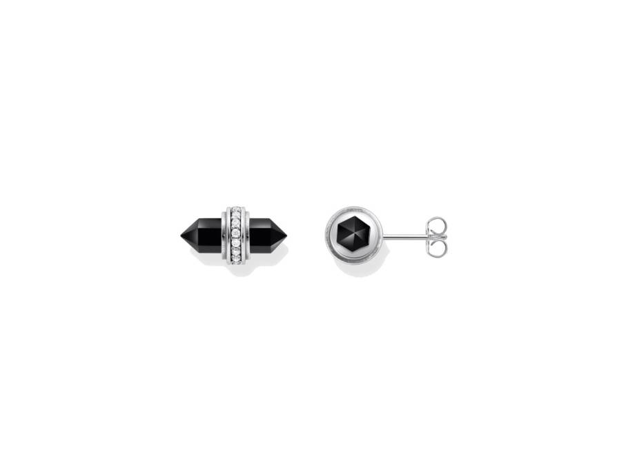 Ohrstecker Silber mit Onyx und Zirkonia 