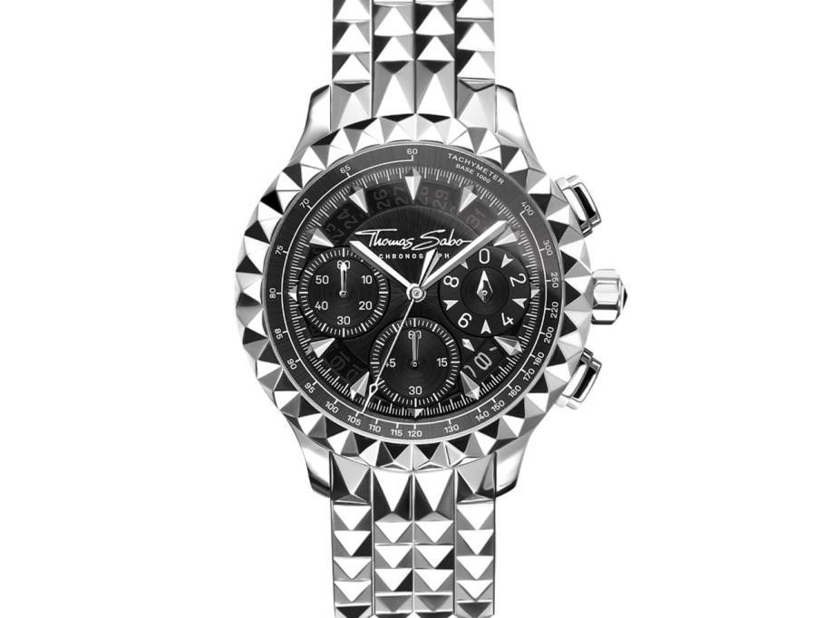 Rebell at Heart Chronograph Quarz Edelstahl 43mm schwarzes Zifferblatt Metallband