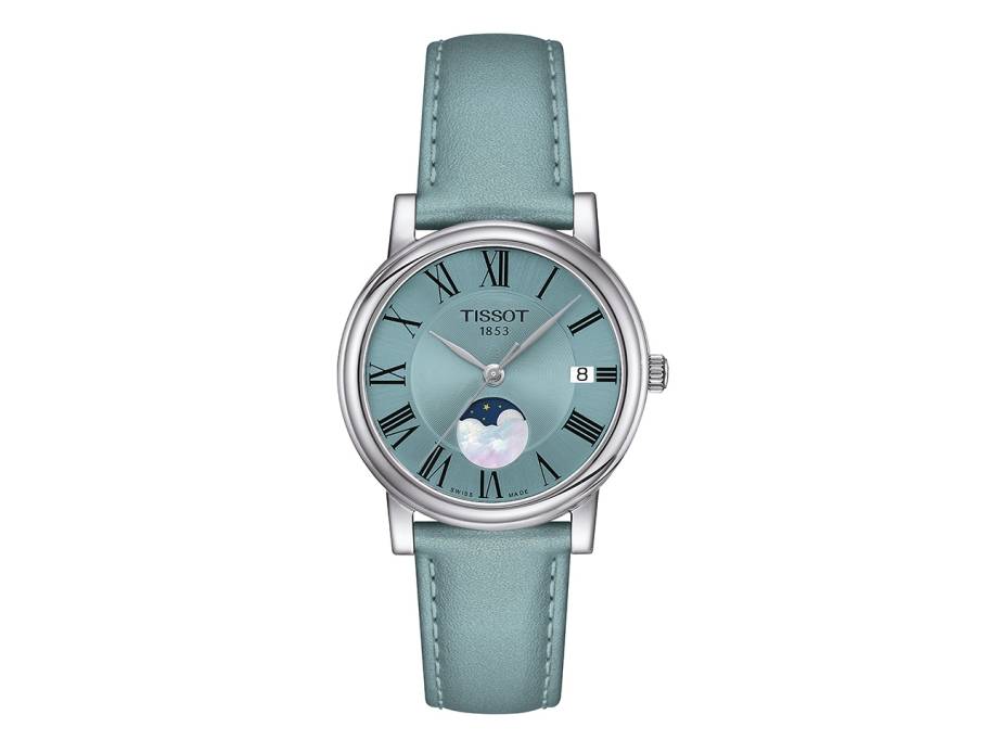 Carson Premium Lady Mondphase Edelstahl türkis Lederband