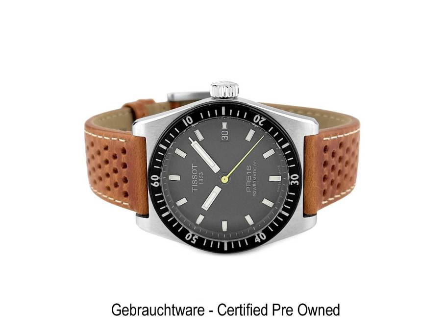 PR516 Powermatic 80 Automatik Edelstahl 38mm Lederband T149.407.16051.00 Full Set mit Garantie Occasion Neu