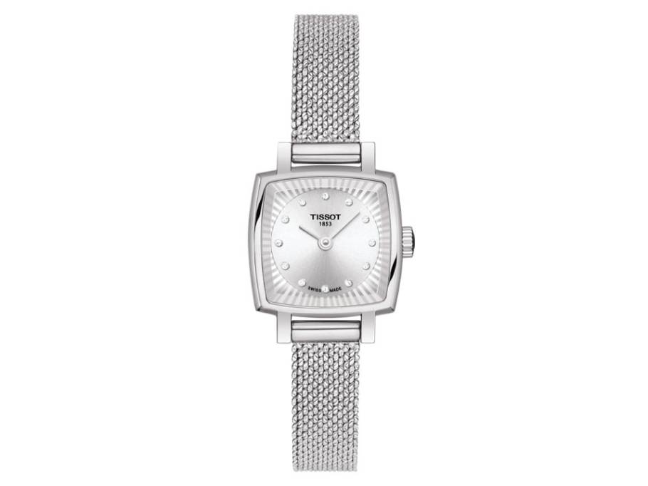 Lovely Square Quarz Edelstahl silber Diamanten Metallband