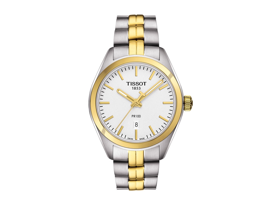 Tissot PR 100 Lady Damenuhr Quarz PVD gelb bicolor Edelstahl 