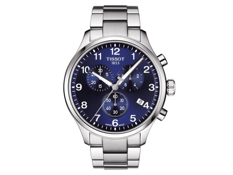 Chrono XL Quarz Edelstahl blau Metallband