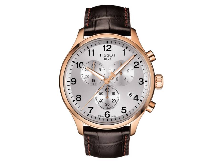 Chrono XL Quarz PVD rosé Edelstahl silber Lederband