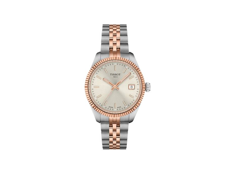 Ballade Quarz Edelstahl Roségold-PVD 34mm beiges Zifferblatt Metallband