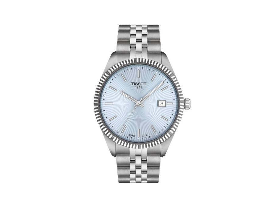 Ballade Quarz Edelstahl 40mm blaues Zifferblatt Metallband