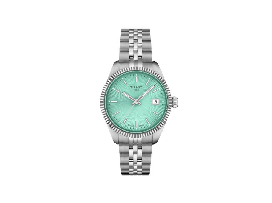 Ballade Quarz Edelstahl 34mm türkisfarbenes Zifferblatt Metallband