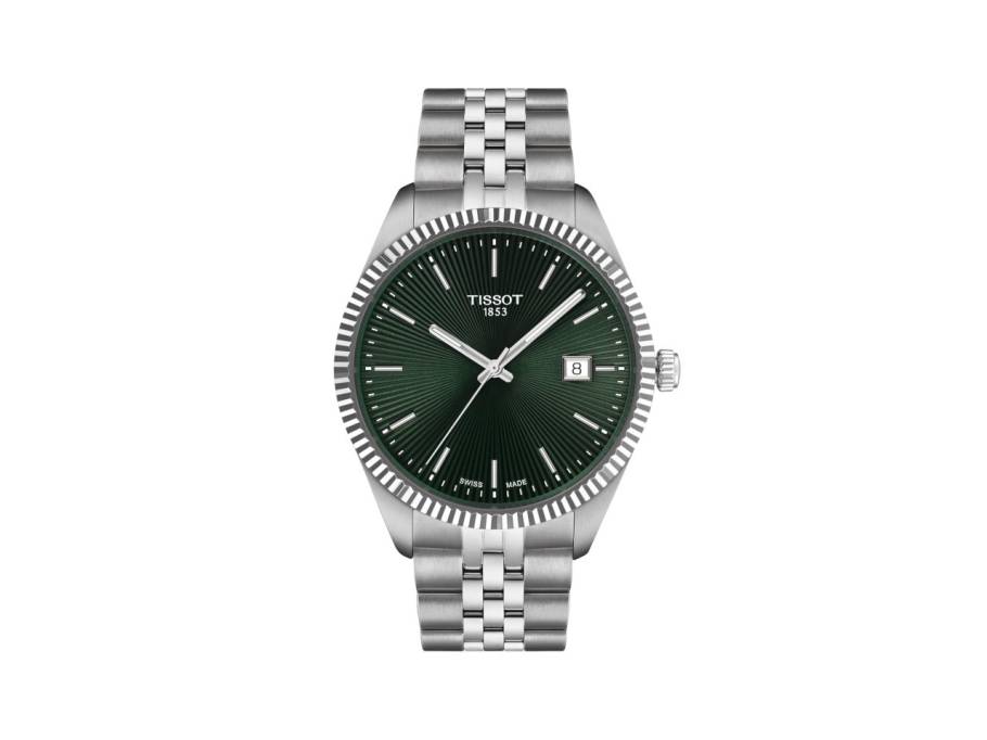 Ballade Quarz Edelstahl 40mm grünes Zifferblatt Metallband