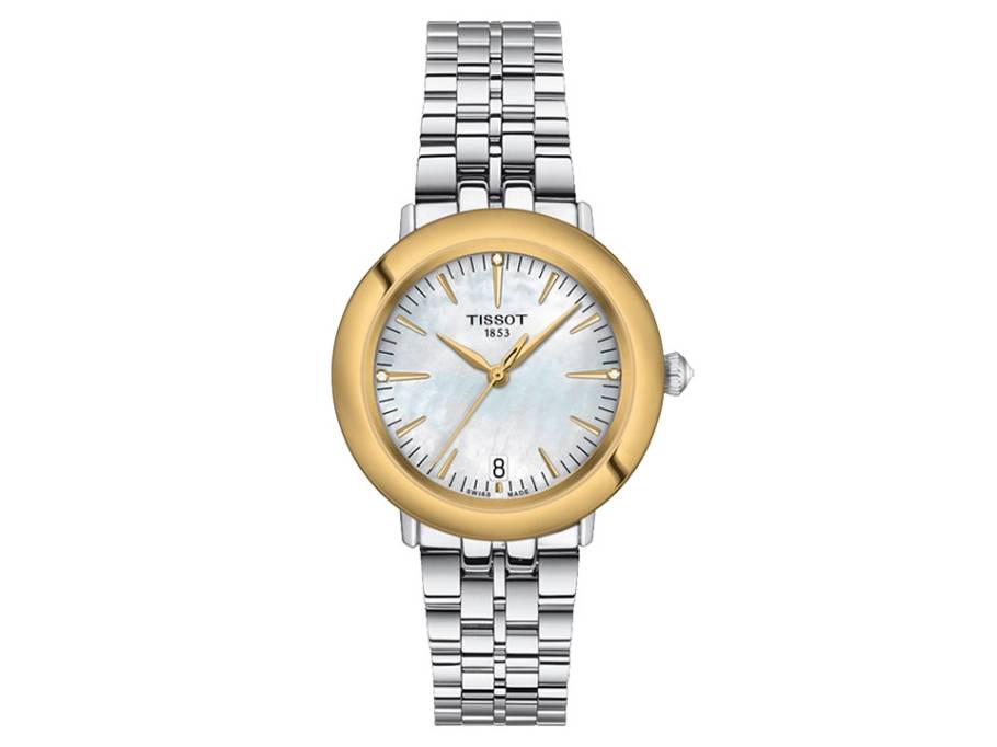 Glendora Lady Gelbgold Edelstahl Perlmutt Zifferblatt Edelstahlband