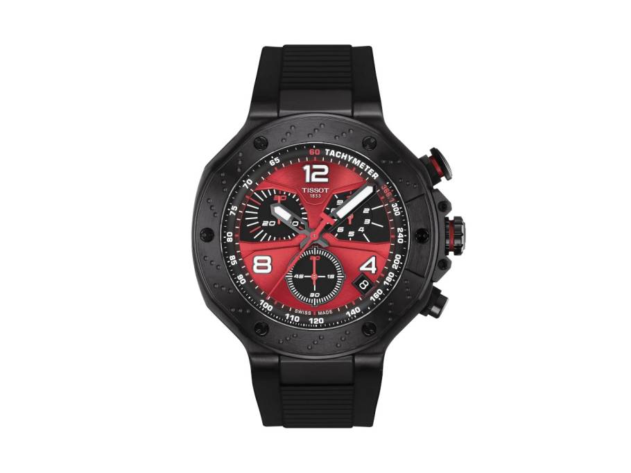  T-Race MotoGP                    2026 Chronograph Limited Edition Quarz Edelstahl 45mm schwarz-rotes Zifferblatt schwarzes Silikonband