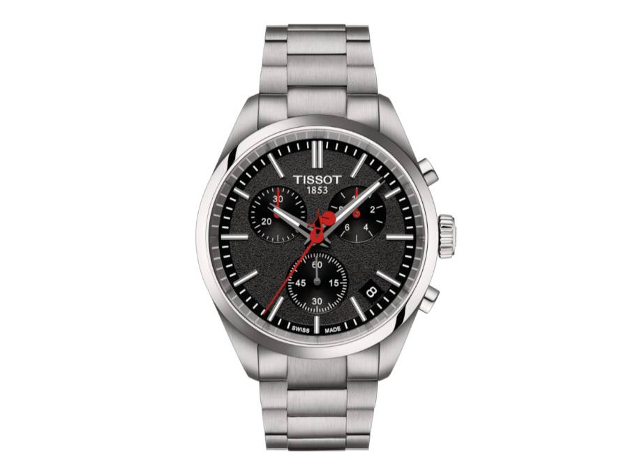 PR 100 Vuelta Chronograph Quarz Edelstahl 40mm schwarzes Zifferblatt Metallband