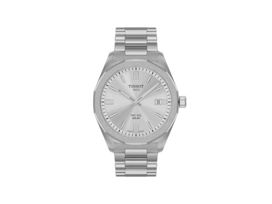 PRC100 Solar Quarz Edelstahl 39mm silberfarbenes Zifferblatt Metallband