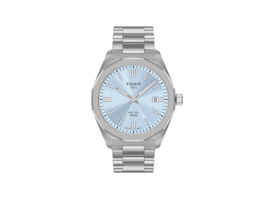 PRC100 Solar Quarz Edelstahl 39mm blaues Zifferblatt Metallband