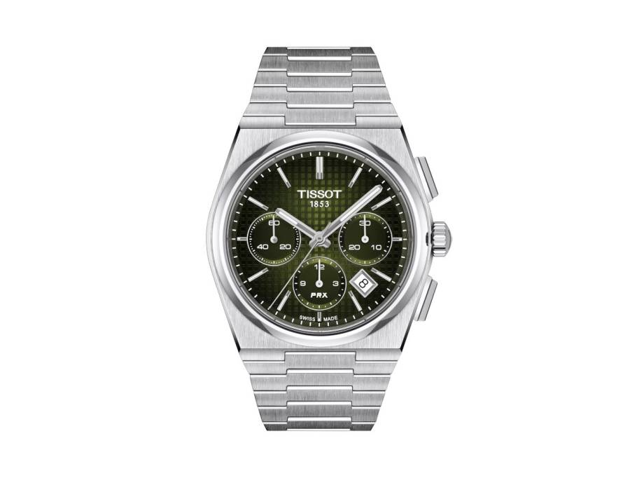 PRX Chronograph Automatik Edelstahl 42mm grünes Zifferblatt Metallband
