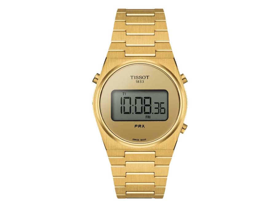 PRX Digital Edelstahl 35mm goldenes Zifferblatt goldenes Edelstahlband