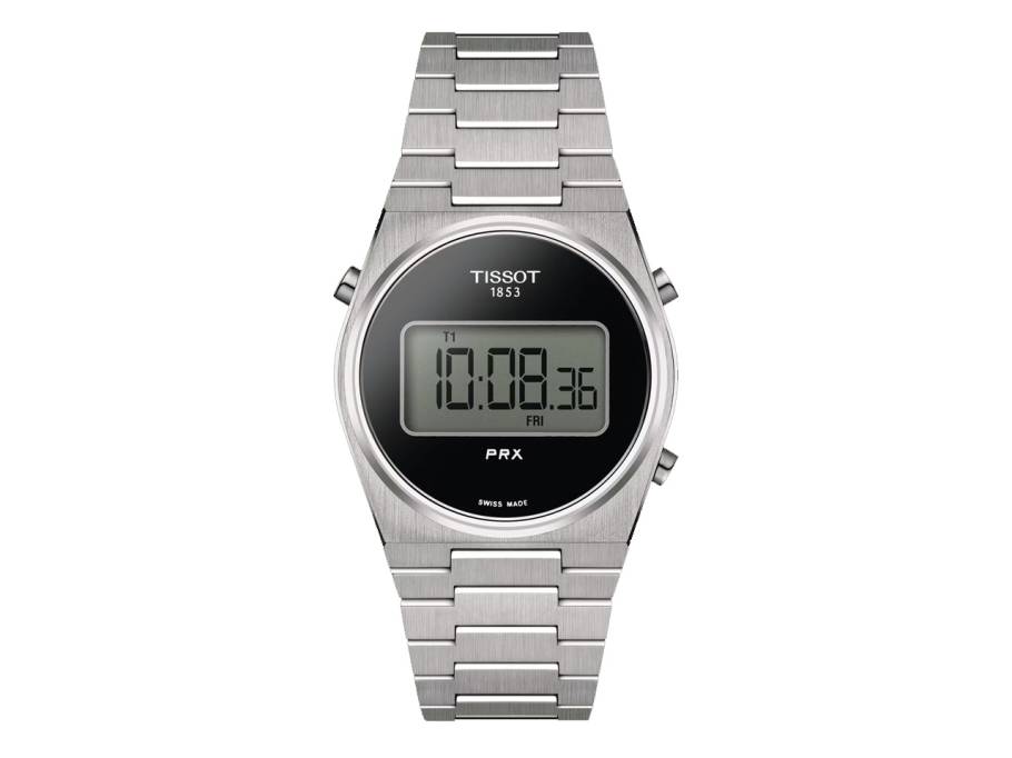 PRX Digital Edelstahl 35mm schwarzes Zifferblatt Edelstahlband