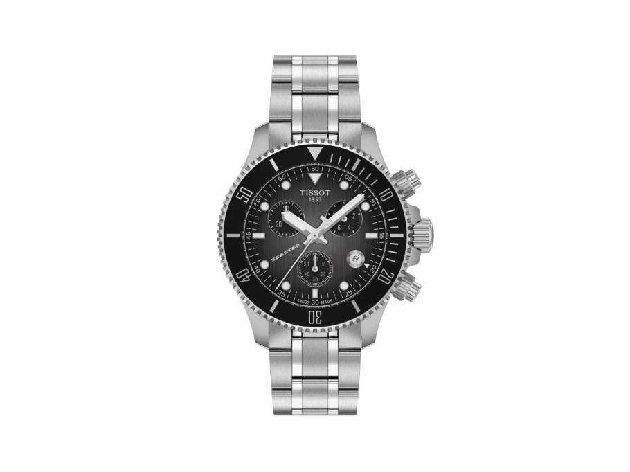 Seastar 1000 Chronograph Quarz Edelstahl 38mm graues Zifferblatt Metallband