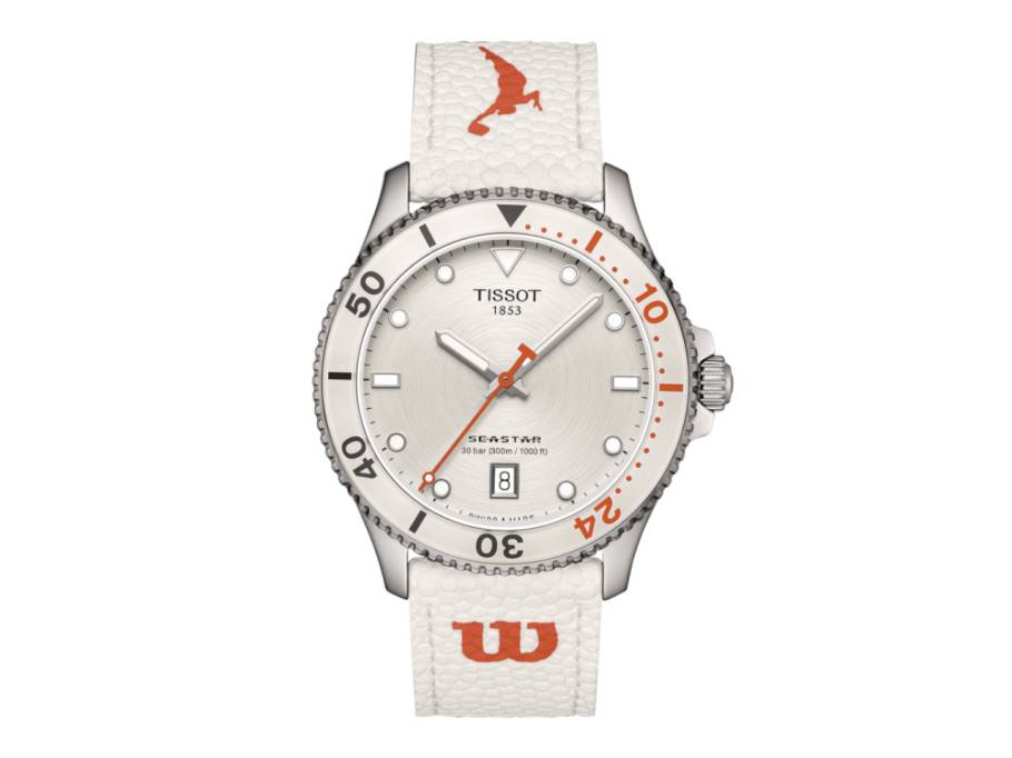 Seastar Wilson WNBA Quarz Edelstahl 40mm weißes Zifferblatt weißes Lederband