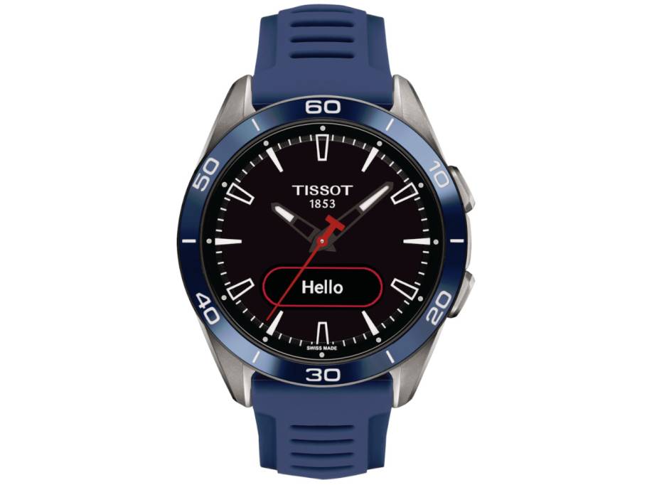T-Touch Connect Sport Quarz Titan 43mm schwarzes Zifferblatt blaues Silikonband