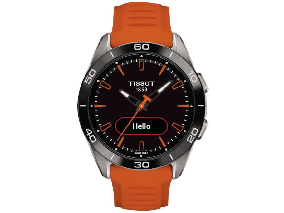 T-Touch Connect Sport Quarz Titan 43mm schwarzes Zifferblatt rotes Silikonband