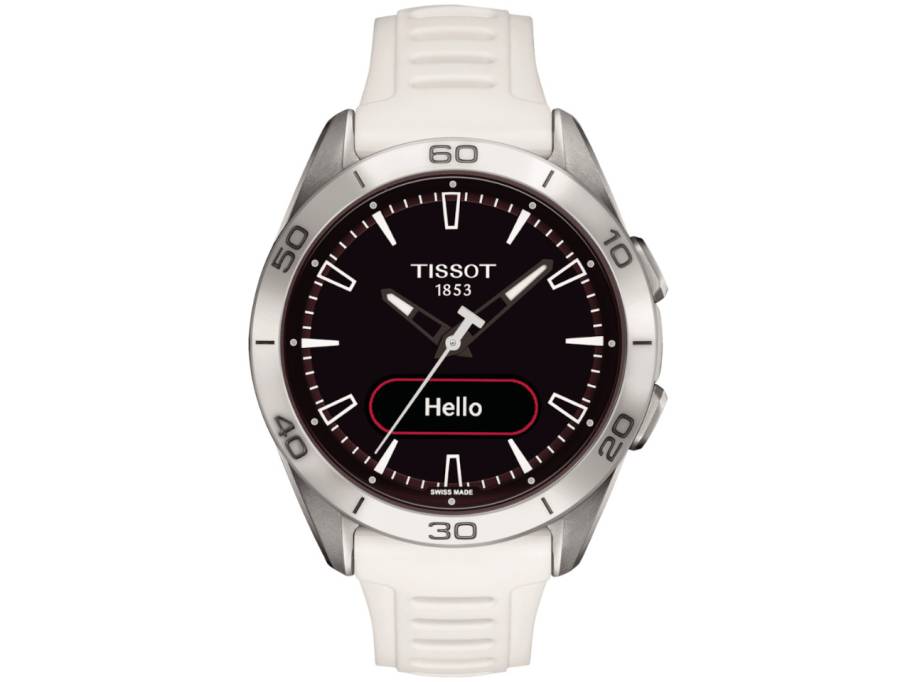 T-Touch Connect Sport Quarz Titan 43mm schwarzes Zifferblatt weißes Silikonband