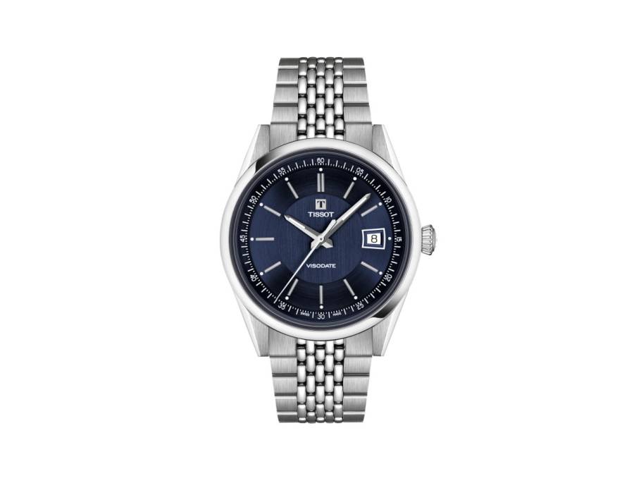 Visodate Automatik Edelstahl 40mm blaues Zifferblatt Metallband