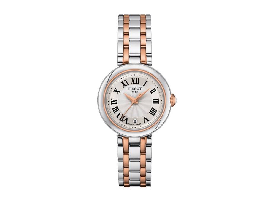 T-Lady Bellissima Small Lady Damenuhr Edelstahl rose silbernes Zifferblatt Edelstahlband