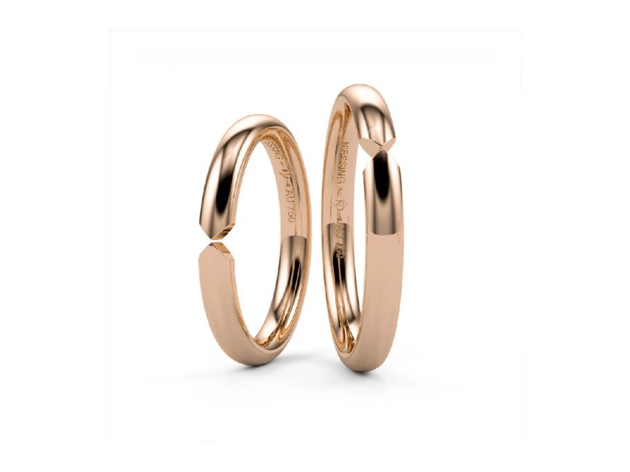 Trauringpaar Unita Rotgold 3,0mm gewölbt