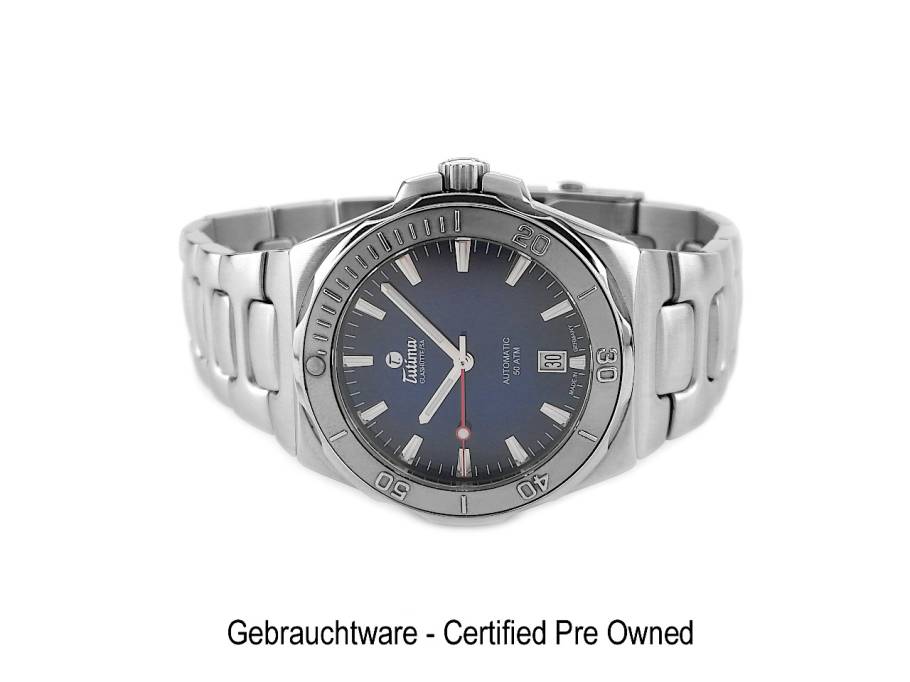 Tutima M2 Seven Seas Automatik Edelstahl 40mm blaues Zifferblatt Metallband 61560-04 Full Set Occasion Refurbished