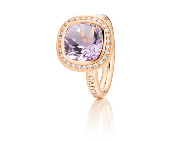 Twinkle Balloon  Damenring groß Roségold Amethyst fliederfarben