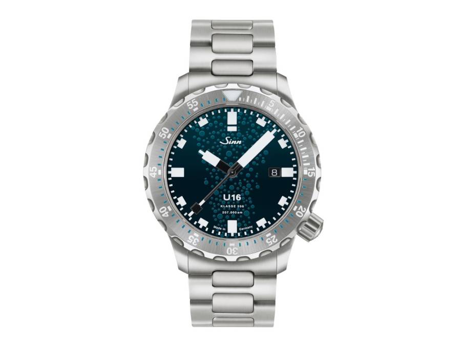 U16 Taucheruhr Limited Edition Automatik Edelstahl 44mm blau-grünes Zifferblatt Metallband